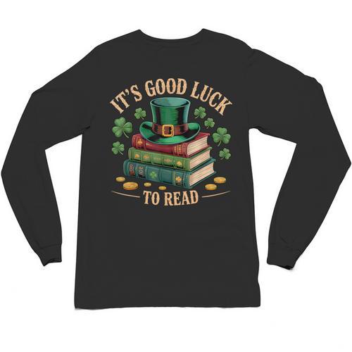 Vintage It's Good Luck To Read St Patrick's Day Book Lucky Unisex Long Sleeve T-Shirt - Bookorys