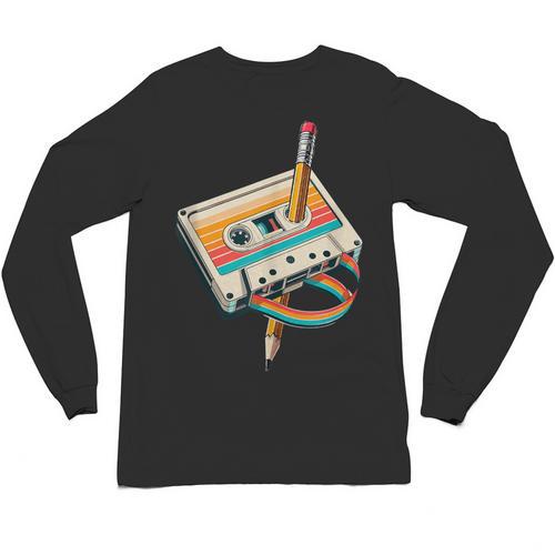 Vintage Pencil Rewind Cassette Tape Nostalgia Party 80s 90s Unisex Long Sleeve T-Shirt - Figerry