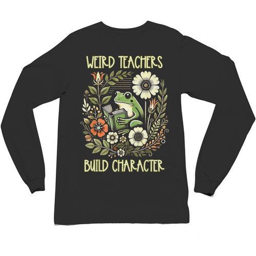 Weird Teachers Build Character Frog Reading Book Librarian Unisex Long Sleeve T-Shirt - Bookorys DE