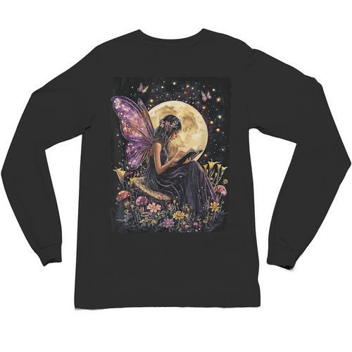Whimsical Book Fairy Reading Bookish Fairycore Unisex Long Sleeve T-Shirt - Bookorys