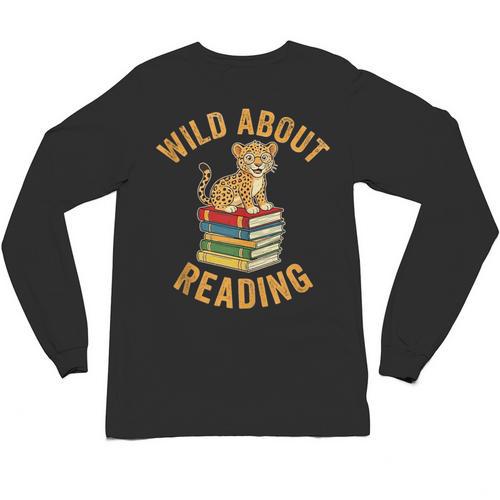 Wild About Reading Cute Leopard Teacher Kids Book Lover Unisex Long Sleeve T-Shirt - Bookorys CA