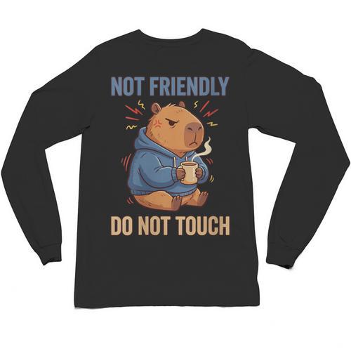 Women's Grouchy Capybara Not Friendly Do Not Touch Introvert Unisex Long Sleeve T-Shirt - Raresse