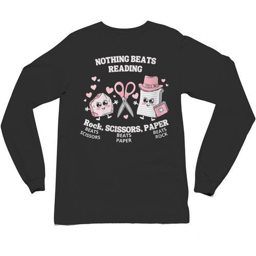 Women's Nothing Beats Reading Book Lover Statement Unisex Long Sleeve T-Shirt - Bookorys CA