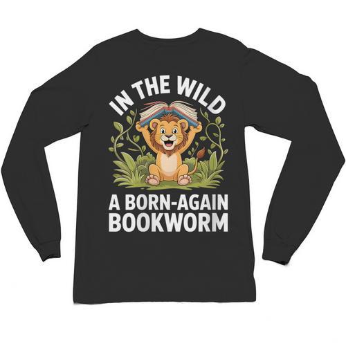 Women's Wild About Reading Book Reader Lion Zoo Animals Kids Unisex Long Sleeve T-Shirt - Bookorys DE