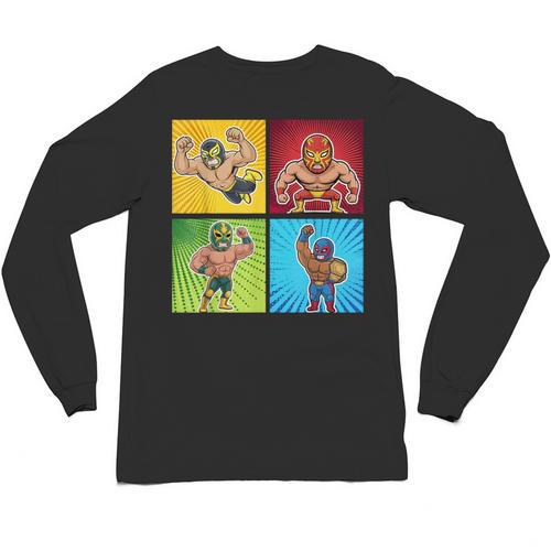 Wrestling Comic Book Wrestler Mexican Lucha Libre Mask Unisex Long Sleeve T-Shirt - Bookorys