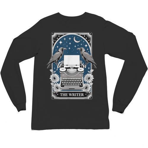 The Writer Typewriter Crow Writing Journalist Book Writer Unisex Long Sleeve T-Shirt - Bookorys