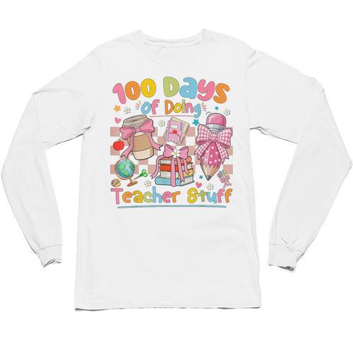 100th Day Of School Teacher 100 Days Coffee Books Unisex Long Sleeve T-Shirt - Bookorys CA