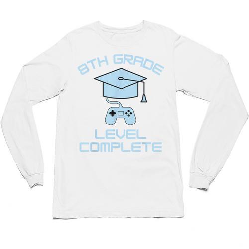 8th Grade Level Complete Eighth Grade Gamer Graduation Day Unisex Long Sleeve T-Shirt - Best Gift Smart