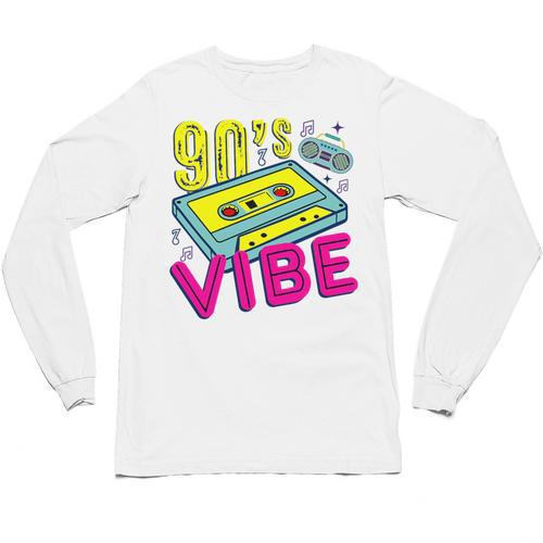 90's Vibe Retro Style Cassette Tape Nostalgia 1990s Party Premium Tri-Blend Unisex Long Sleeve T-Shirt - Figerry