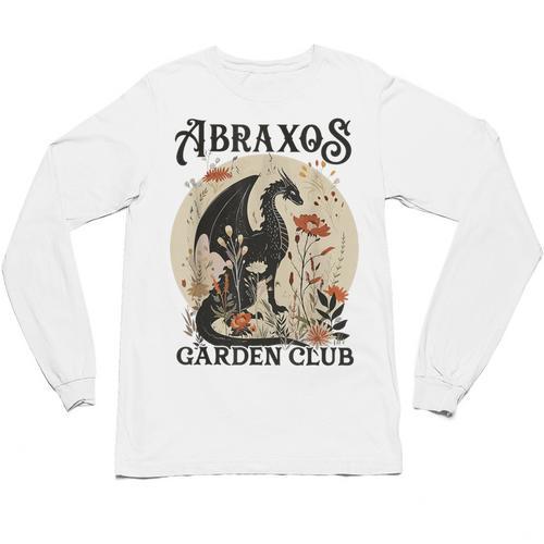 Abraxos Flower Garden Club Book Lover Fantasy Dragon Bookish Unisex Long Sleeve T-Shirt - Bookorys UK