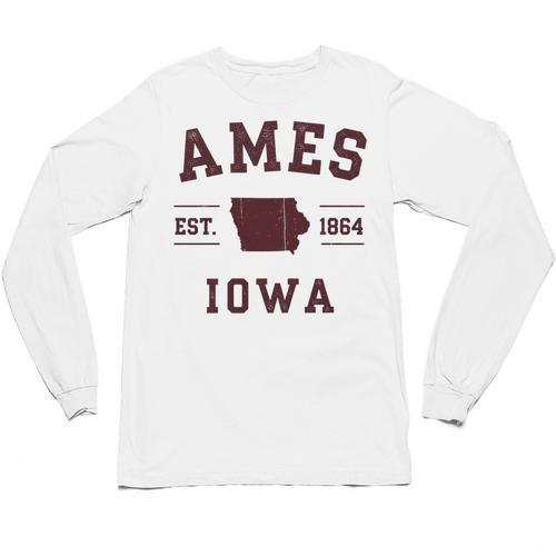 Ames Iowa Est 1864 Nostalgia Premium Tri-Blend Unisex Long Sleeve T-Shirt - Figerry