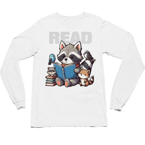 Animals Raccoon Reading Book Librarian Across America Kids Unisex Long Sleeve T-Shirt - Bookorys UK