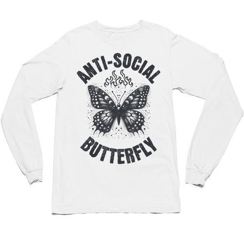 Anti-Social Butterfly Awkward Introvert Homebody Humor Unisex Long Sleeve T-Shirt - Raresse