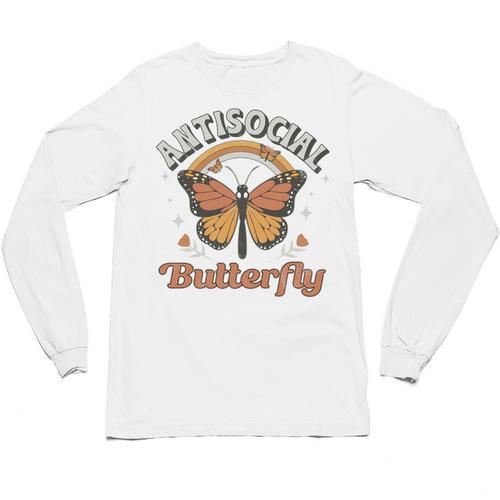 Antisocial Butterfly Tee For Introvert Men Women Girls Unisex Long Sleeve T-Shirt - Raresse