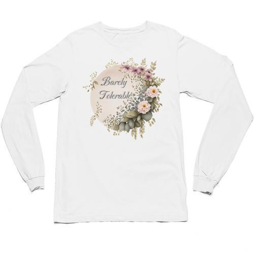 Barely Tolerable Book Lover Bookish Floral Bookworm Unisex Long Sleeve T-Shirt - Bookorys