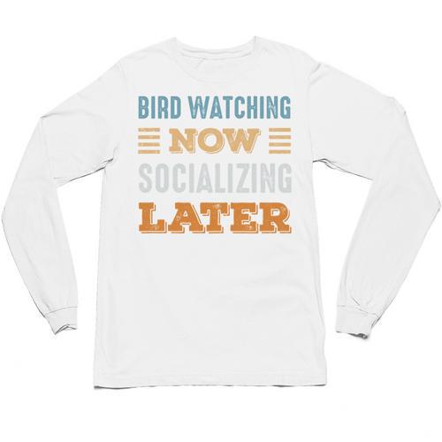 Bird Watching Now Minimal Socializing Introvert Vintage Unisex Long Sleeve T-Shirt - Raresse