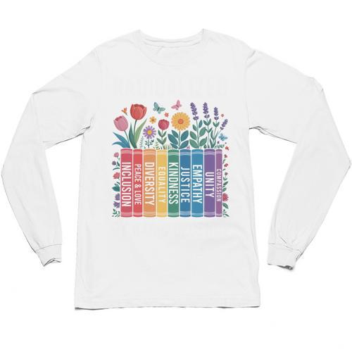 Book Flower Radicalized By Basic Decency Feminist Leftist Unisex Long Sleeve T-Shirt - Bookorys DE