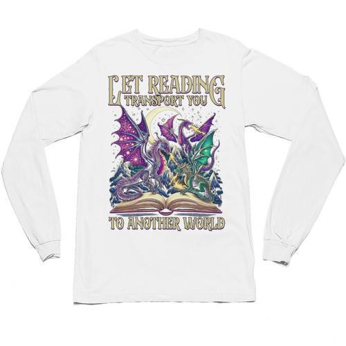 Book Lover Dragon Reading Transport You To Another World Unisex Long Sleeve T-Shirt - Bookorys UK