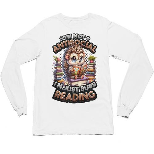 Book Lover Hedgehog Reading Books Introvert Bookworm Unisex Long Sleeve T-Shirt - Raresse