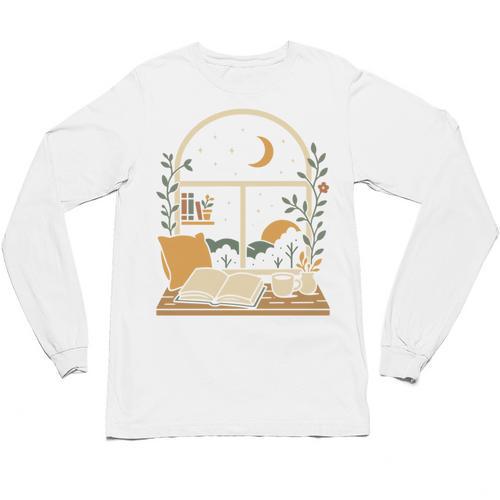 Book Lover Moonlight Reading Scene Night Unisex Long Sleeve T-Shirt - Bookorys CA