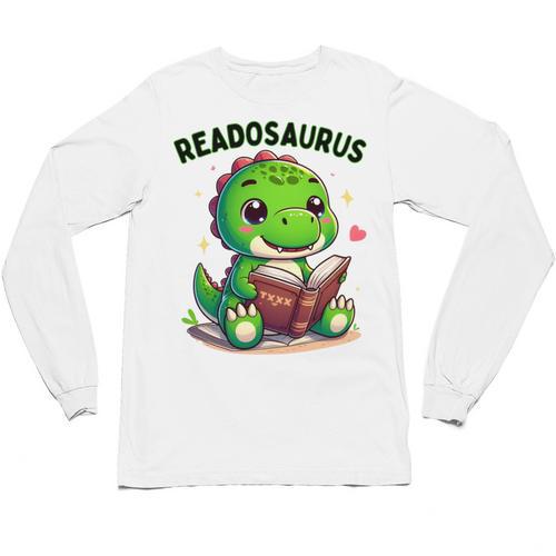 Book Lover Reading Dinosaur Readosaurus Library Unisex Long Sleeve T-Shirt - Bookorys UK