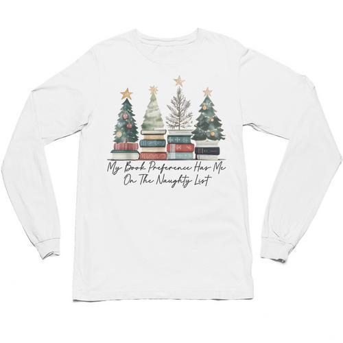 My Book Preference Has Me On The Naughty List Christmas Tree Unisex Long Sleeve T-Shirt - Bookorys