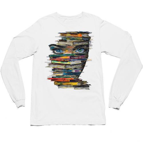 Book Women Graphic Art Colorful Eyes Unisex Long Sleeve T-Shirt - Bookorys AU