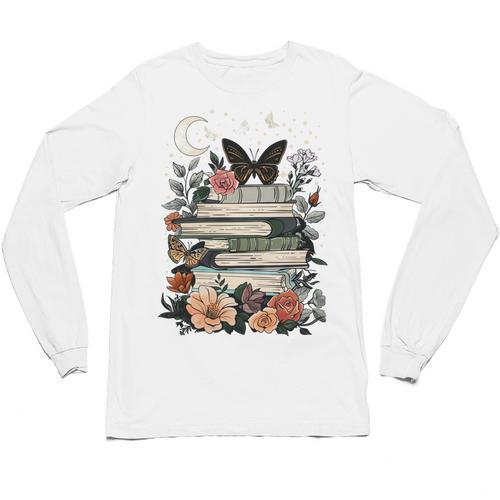 Bookish Cottagecore Aesthetic Celestial Reader Book Lover Unisex Long Sleeve T-Shirt - Bookorys