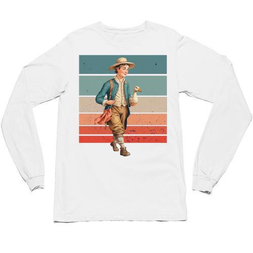 Boy Goose Vintage Rural Pastoral Charm Nostalgia Simple Life Unisex Long Sleeve T-Shirt - Figerry