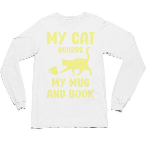 My Cat Guards My Mug And Book Humor Cats Premium Tri-Blend Unisex Long Sleeve T-Shirt - Bookorys AU