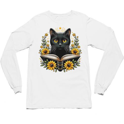 Cat For Women Book Lover Cute Cat And Book Unisex Long Sleeve T-Shirt - Bookorys CA