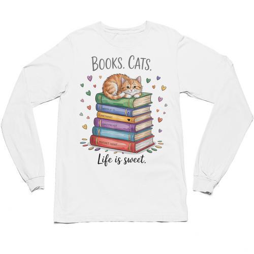 Cats Books Lover Men Women Unisex Long Sleeve T-Shirt - Bookorys AU