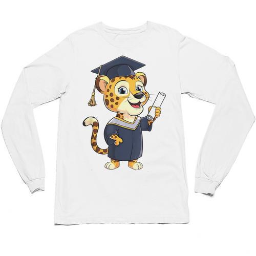 Cheetah Graduation Cute Kindergarten Elementary High School Unisex Long Sleeve T-Shirt - Best Gift Smart