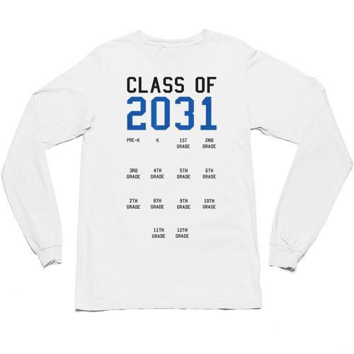 Class Of 2031 Graduation T-Shirt With Space For Handprints Unisex Long Sleeve T-Shirt - Best Gift Smart