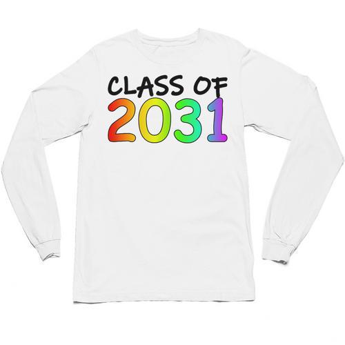 Class Of 2031 Pre-K -12th Grade Hand Prints Space Graduation Unisex Long Sleeve T-Shirt - Best Gift Smart
