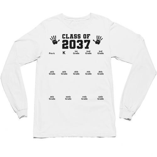 Class Of 2037 Handprint Grow With Me Pre-k Graduation Unisex Long Sleeve T-Shirt - Best Gift Smart