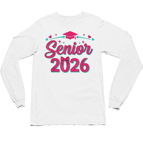 Coquette Pink Bow Senior 2026 Class Of Graduation Unisex Long Sleeve T-Shirt - Best Gift Smart