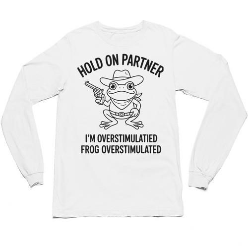 Cowboy Frog Overstimulated Western Meme Introverts Unisex Long Sleeve T-Shirt - Raresse