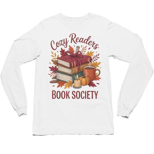 Cozy Readers Book Society Fall Autumn Floral Pumpkin Season Unisex Long Sleeve T-Shirt - Bookorys DE