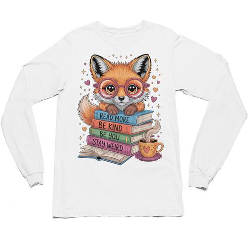 Cute Fox Read More Be Kind Stay Weird Reader Geek Book Lover Unisex Long Sleeve T-Shirt - Bookorys