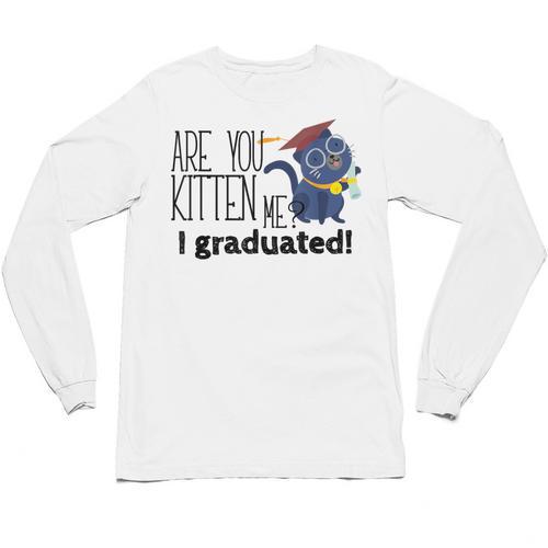 Cute Graduation Cat Masters High School T-Shirt For Men Women Kids Unisex Long Sleeve T-Shirt - Best Gift Smart