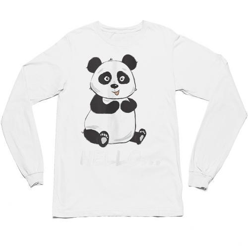 Cute Introvert Vibes – Panda Hello & Goodbye Unisex Long Sleeve T-Shirt - Raresse