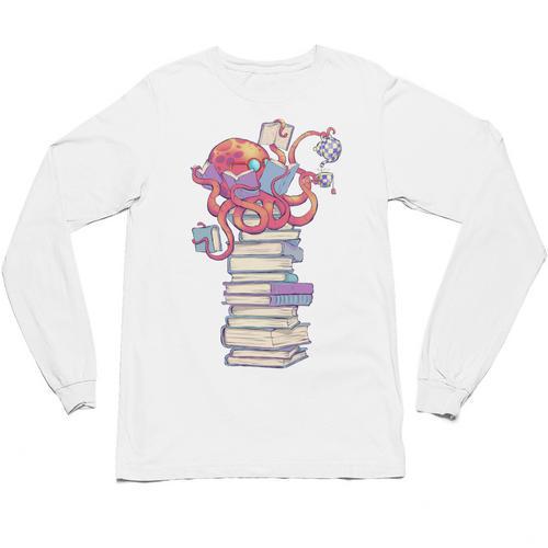Cute Octopus Bookworm Fun Reading Tee For Book Lovers Unisex Long Sleeve T-Shirt - Bookorys CA