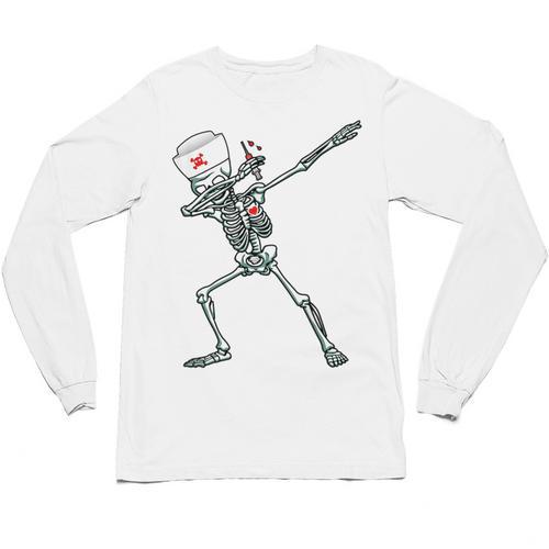 Dabbing Skeleton Nurse Halloween Graduation Unisex Long Sleeve T-Shirt - Best Gift Smart