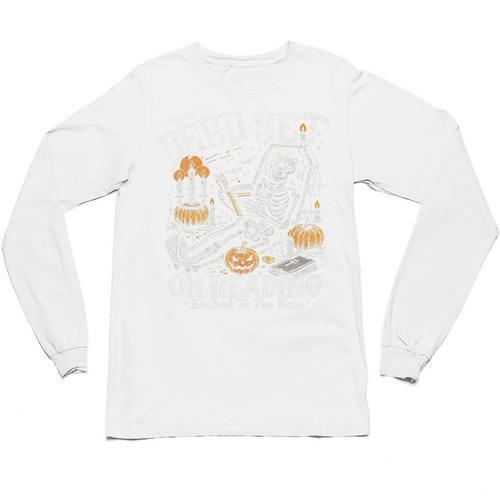 Dead Set On Reading Skeleton Halloween Book Lover Unisex Long Sleeve T-Shirt - Bookorys UK