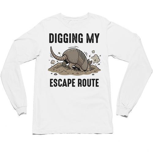 Digging My Escape Route Armadillo Introvert Humor Unisex Long Sleeve T-Shirt - Raresse