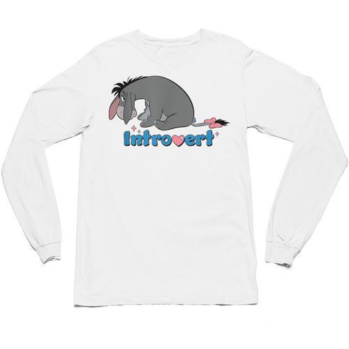 Disney Winnie The Pooh Introvert Eeyore Logo Unisex Long Sleeve T-Shirt - Raresse