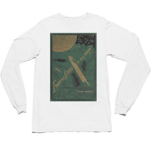 From The Earth To The Moon Book Cover 1874 Premium Unisex Long Sleeve T-Shirt - Bookorys