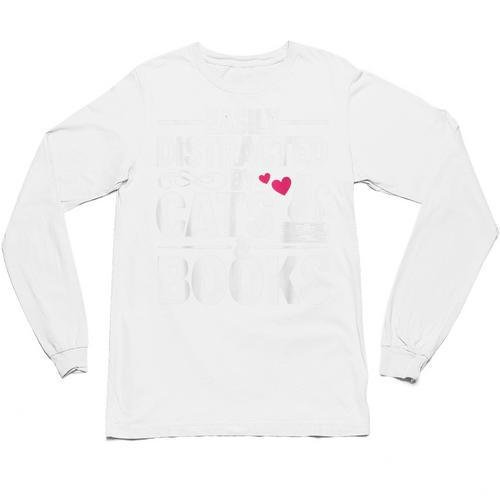 Easily Distracted By Cats And Books Cat & Book Lover Unisex Long Sleeve T-Shirt - Bookorys
