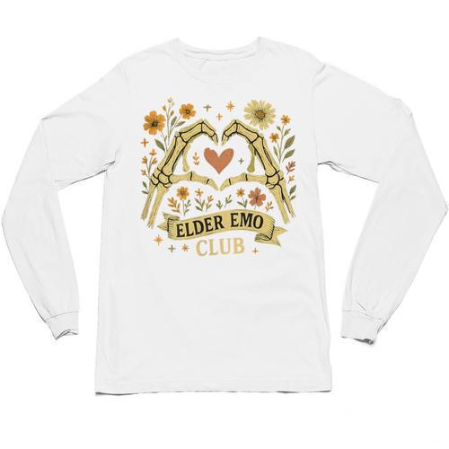 Elder Emo Club Skeleton Hands Heart Nostalgia Unisex Long Sleeve T-Shirt - Figerry